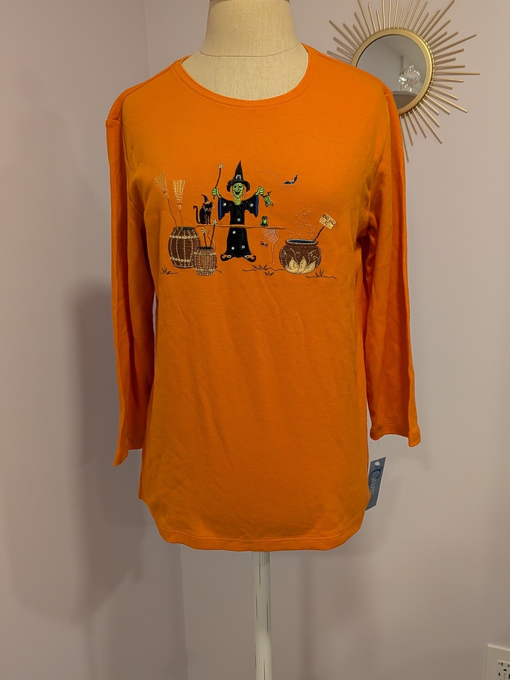 Halloween Witch Top | Orange | Quarter Sleeve | Teacher Style | Festive